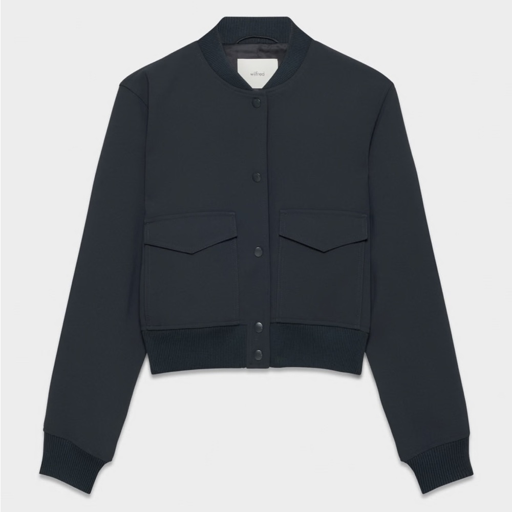 NWT NEW Wilfred Stella Crepe Bomber Jacket Navy size XXS